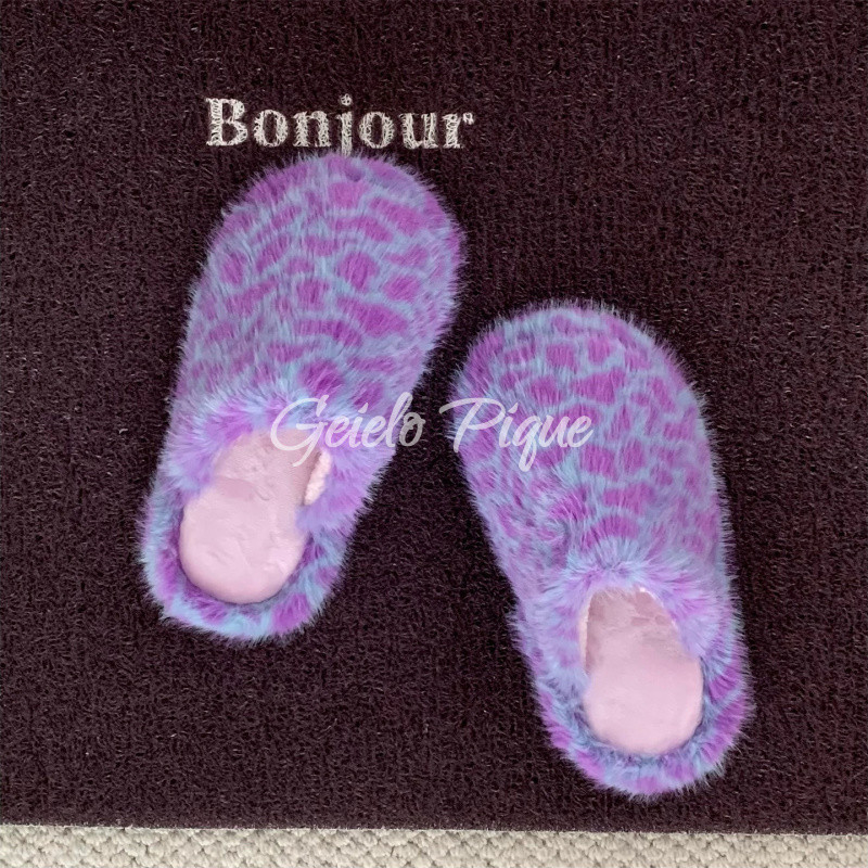 可愛い！和風スポット柄モコスリッパ 女子学生向け 个性的なデザイン 滑り止めで安心 秋冬におすすめの室内用カラーブロック