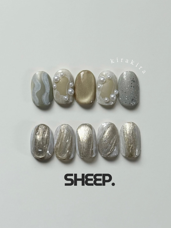 ネイルチップ 冬ネイル ニュアンス ぷっくり うねうね シンプル 短め