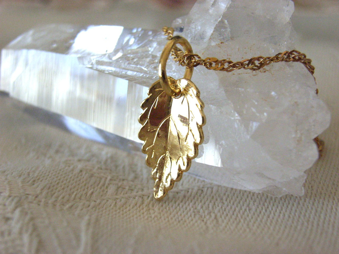 K24黄金の葉っぱペンダントトップ