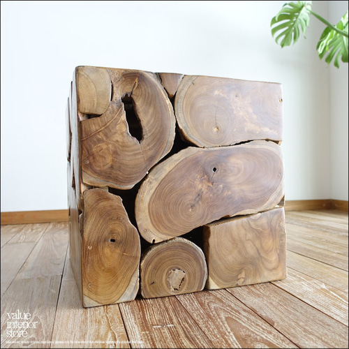 無垢 チークブロックスツールN/A07 椅子 イス ベンチ 花台 チェア