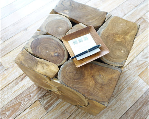 地板 花台 無垢 無垢 チークブロックスツールN/A07 椅子 イス ベンチ 花台 チェア