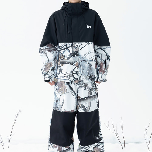 数量限定 スノボウェア 上下セット 葉っぱ柄 迷彩 3L 撥水 防寒