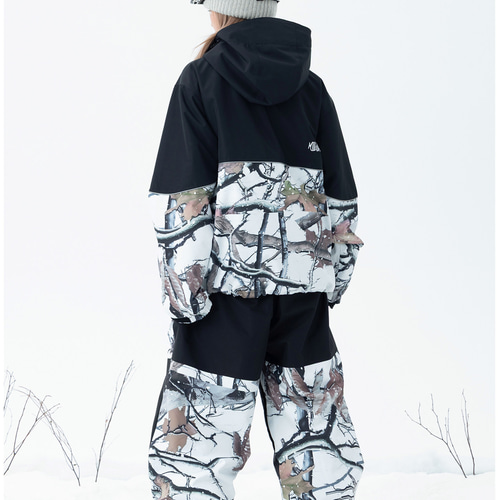 数量限定 スノボウェア 上下セット 葉っぱ柄 迷彩 3L 撥水 防寒