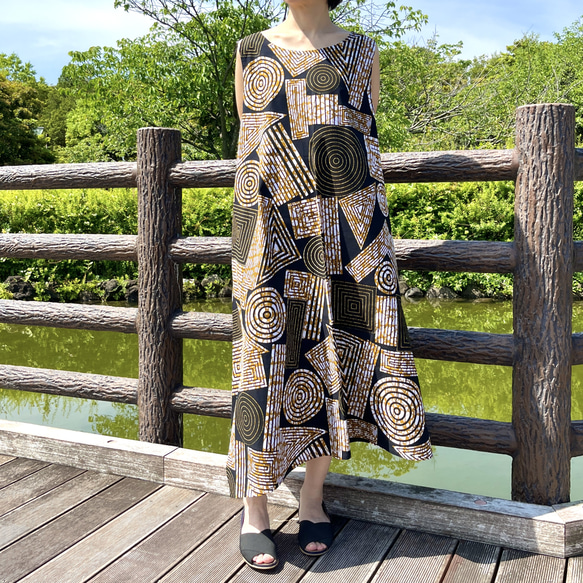 Galliano プリント柄　ノースリーブワンピース ヒトデ柄ノースリーブワンピース(ロング丈 ロングワンピース 夏