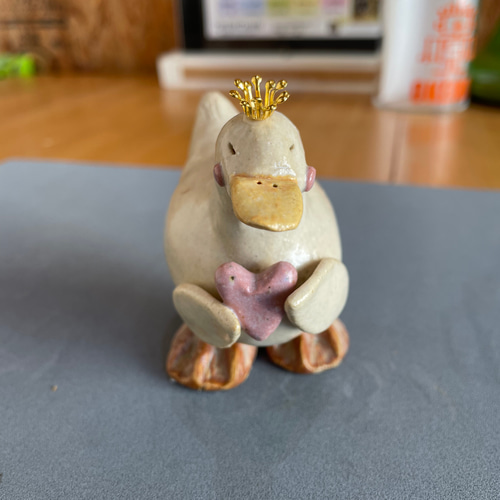 幸せを運ぶ白いガチョウさん アヒル 陶器 置き物 その他置物 TARACO