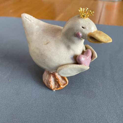幸せを運ぶ白いガチョウさん アヒル 陶器 置き物 その他置物 TARACO