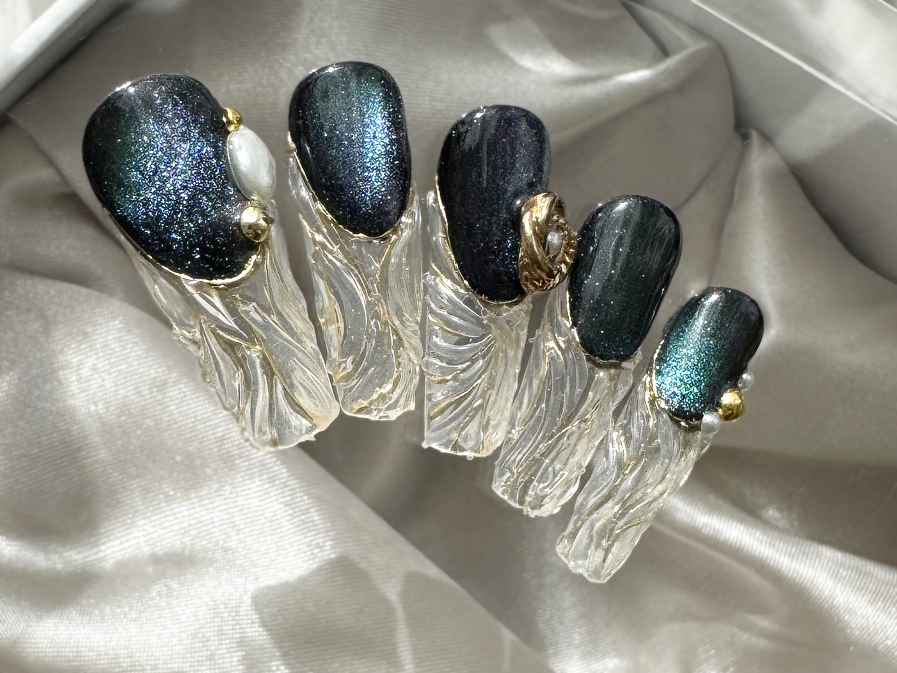 偏光マグネット × 透明造形ネイルチップ10本セット