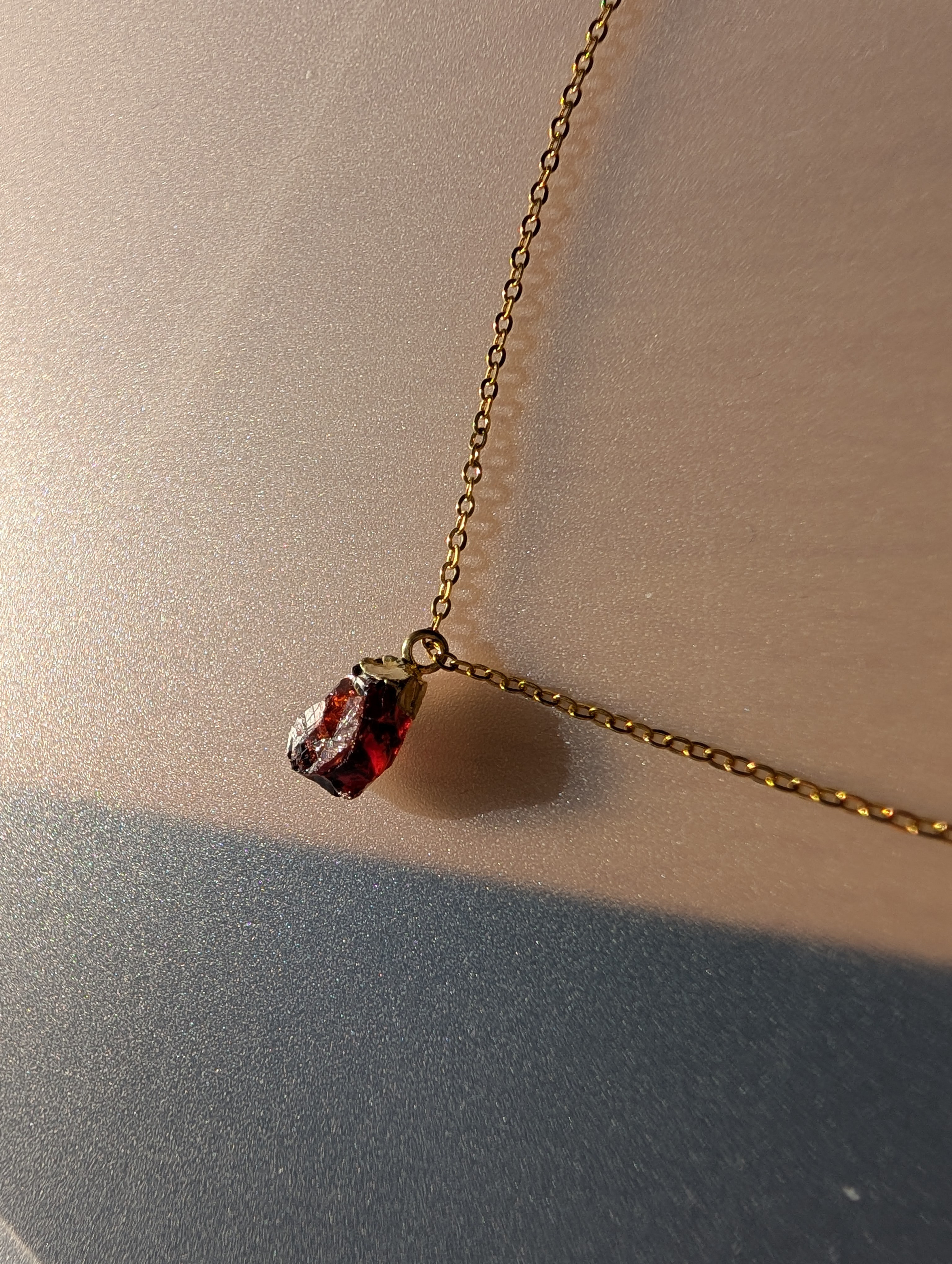 ガーネットネックレス　粒　1月誕生石