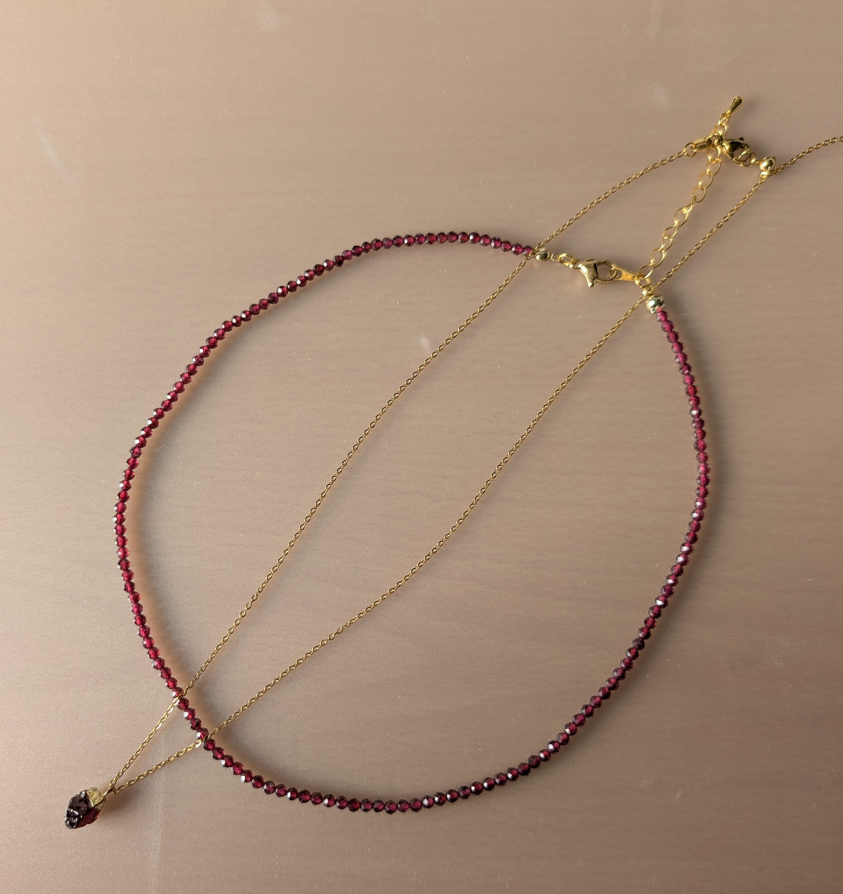 ガーネットネックレス　粒　1月誕生石