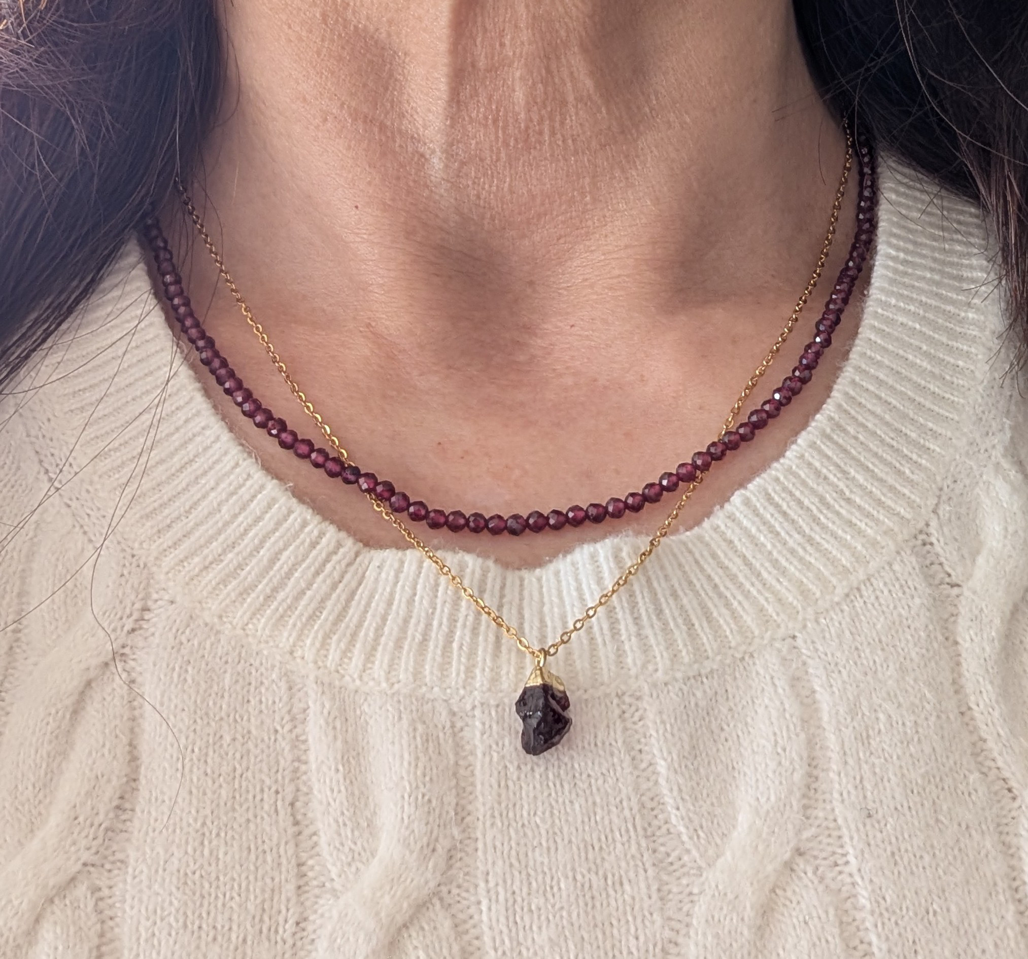 ガーネットネックレス　粒　1月誕生石