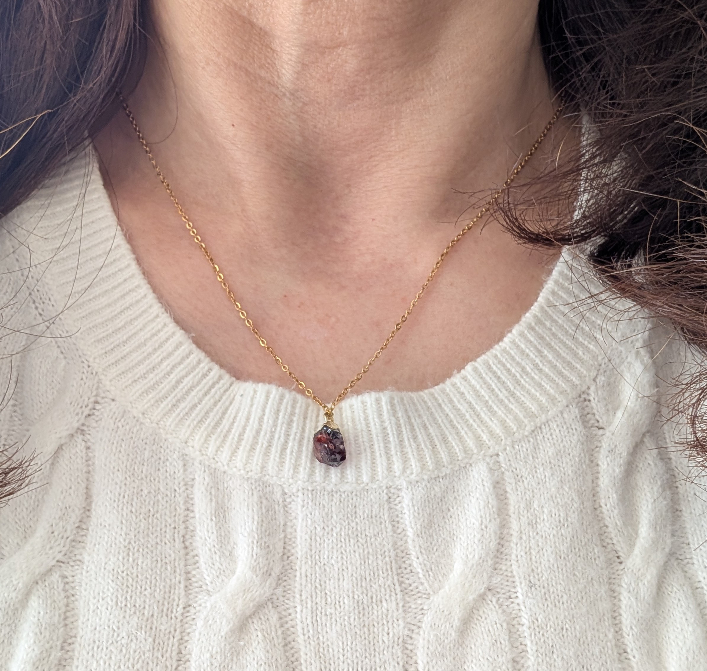 ガーネットネックレス　粒　1月誕生石