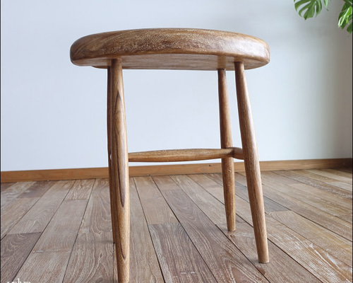 チーク無垢材 beansスツール / N02 椅子 イス ナチュラル カフェチェア