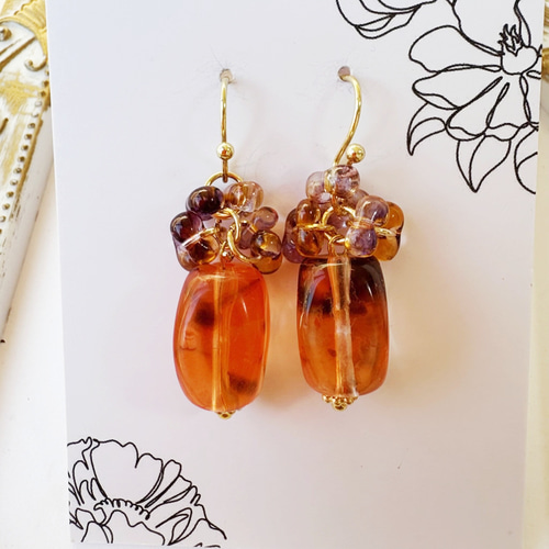 350円】チェコビーズの可愛いピアスC949 ピアス（フック・チェーン