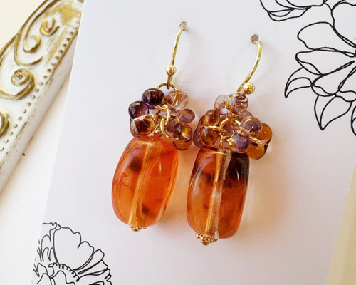 350円】チェコビーズの可愛いピアスC949 ピアス（フック・チェーン