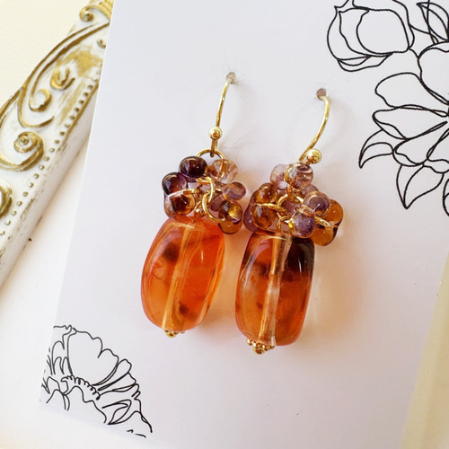 350円】チェコビーズの可愛いピアスC949 ピアス（フック・チェーン