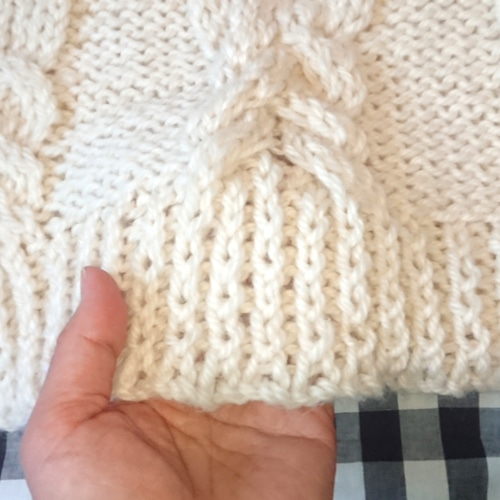 即納冬物】ウール100%手編みアイボリーアラン模様ざっくりニットベスト