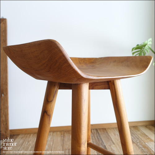 チーク無垢材 バースツールPriv/N カウンターチェア ハイスツール 椅子