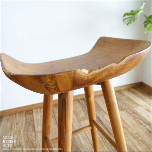 チーク無垢材 バースツールPriv/N カウンターチェア ハイスツール 椅子