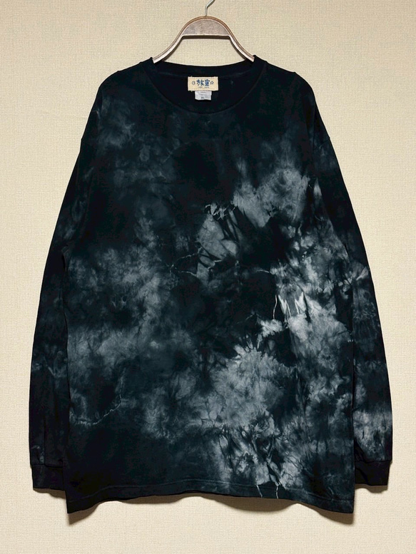 lidairpeaks タイダイ長袖カットソー タイダイ 長袖 Tシャツ XLサイズ ブラック ムラ染め HIPPIES DYE HD25