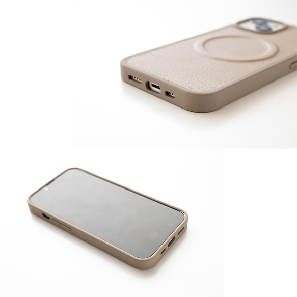 MagSafe対応 Android スマホリング カラーリアケース セット 【 シュリンクレザー 】 名入れ JS24K 4枚目の画像