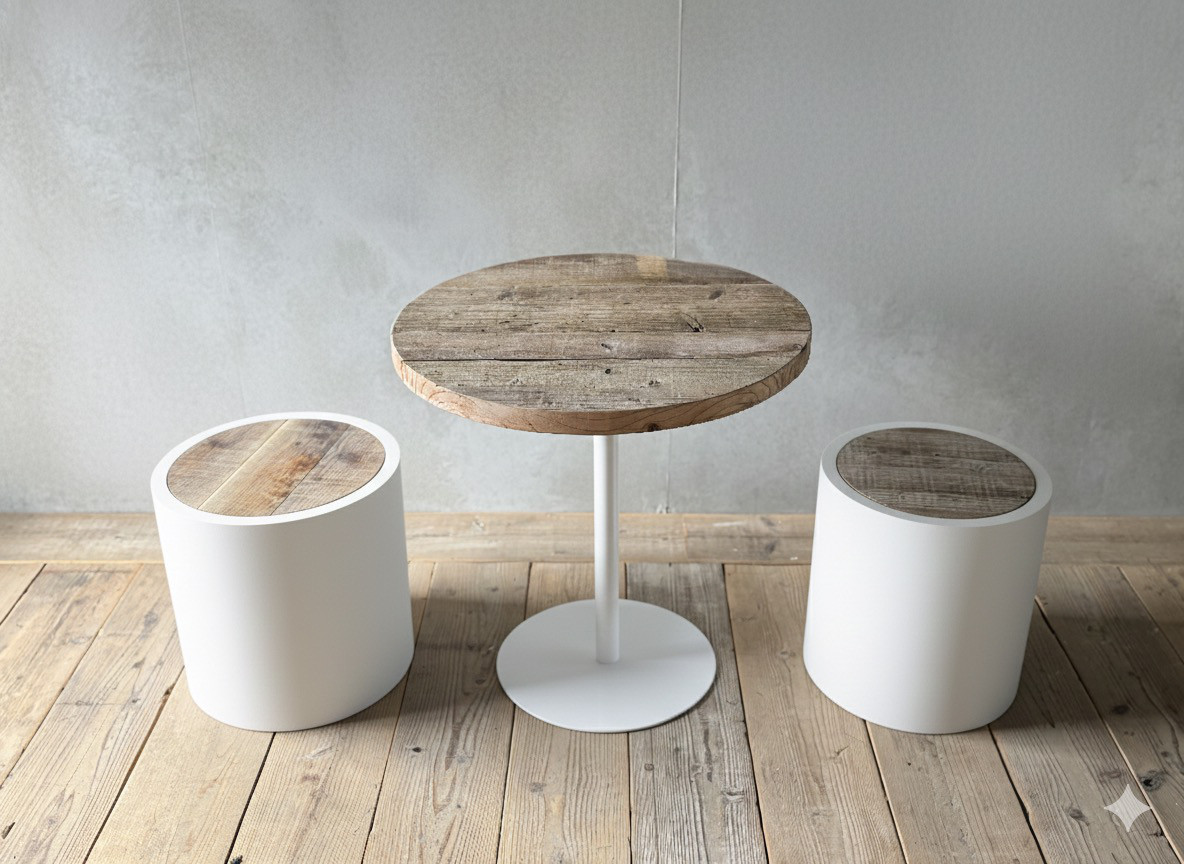 【お得！丸テーブル/椅子セット】足場　古材　カフェテーブル　スツール　ダイニング　テーブル　家具　リビング