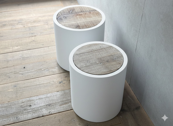 お得な2点セット】丸スツール 椅子 足場 古材 サイド ワゴン スツール