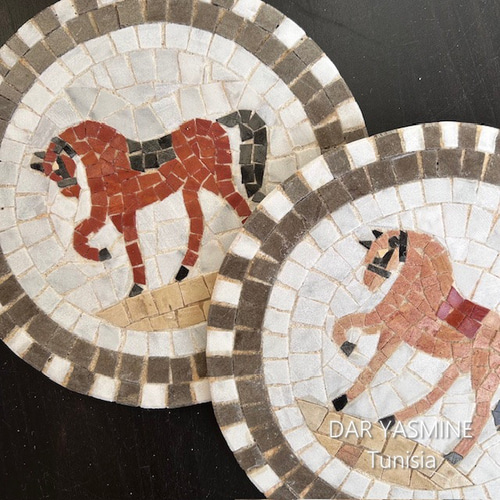 モザイクタイル＊チュニジア伝統工芸 躍動感の溢れる馬の姿 馬02
