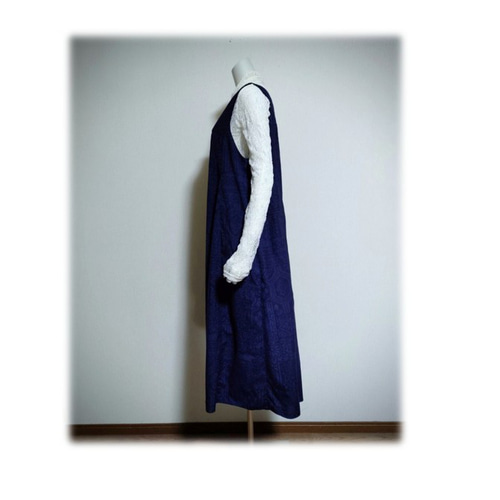 486 1点物 ジャンパースカート テントラインワンピース 紬着物