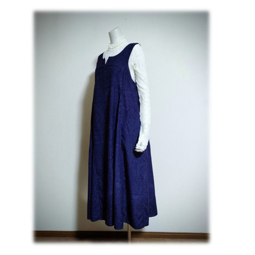 486 1点物 ジャンパースカート テントラインワンピース 紬着物