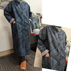 古布(風呂敷)とのぼり旗のタックパンツ 古布リメイク ロングパンツ