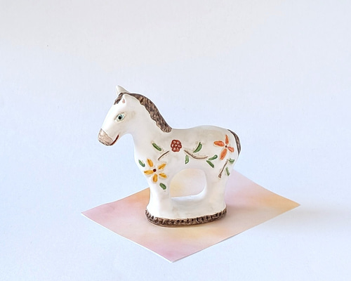 新品】馬 置物 陶器 陶磁器 バラ模様 馬 オブジェ 陶器」の人気商品