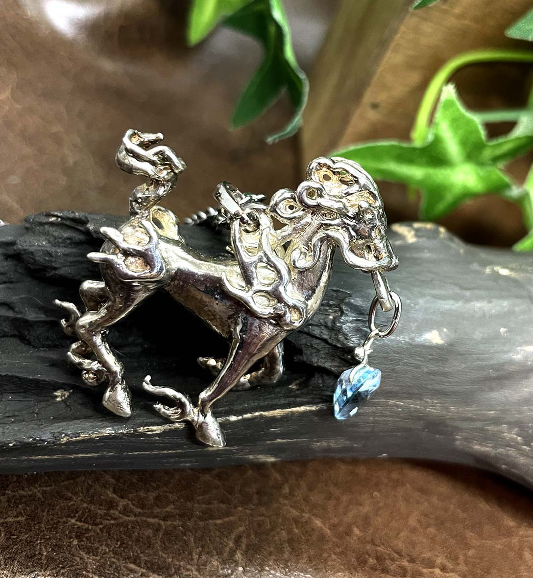 麒麟ペンダント《アクアマリン》　手作り　一点物　　SILVER925