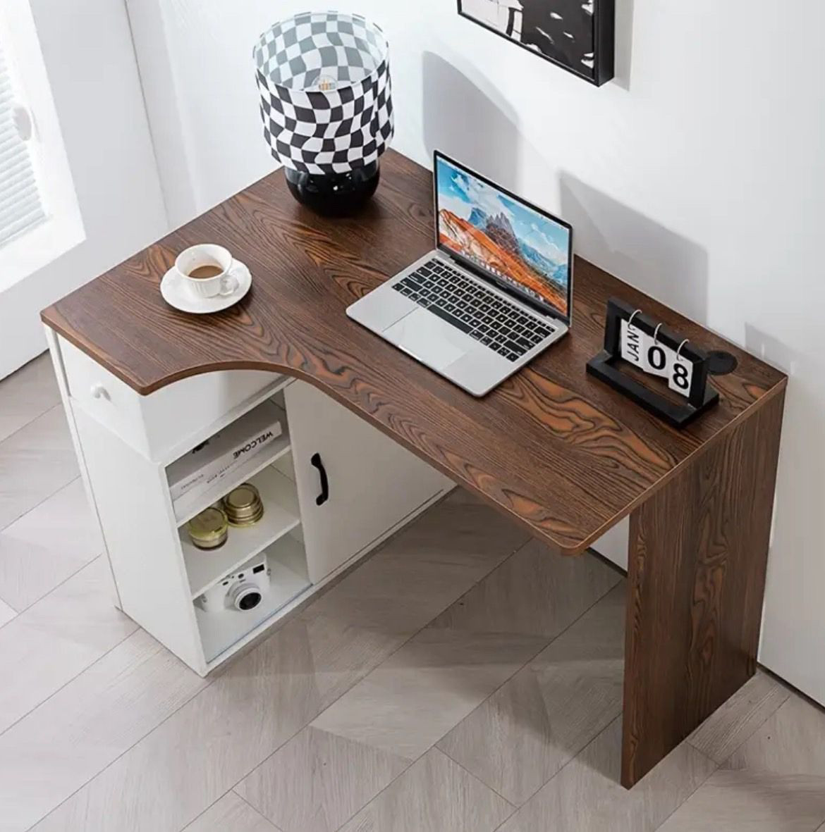 学習机 デスク 大学生 シンプル 中学生 子供 収納 デスク 引き出し アンティーク オフィス 収納棚付き L字型木製