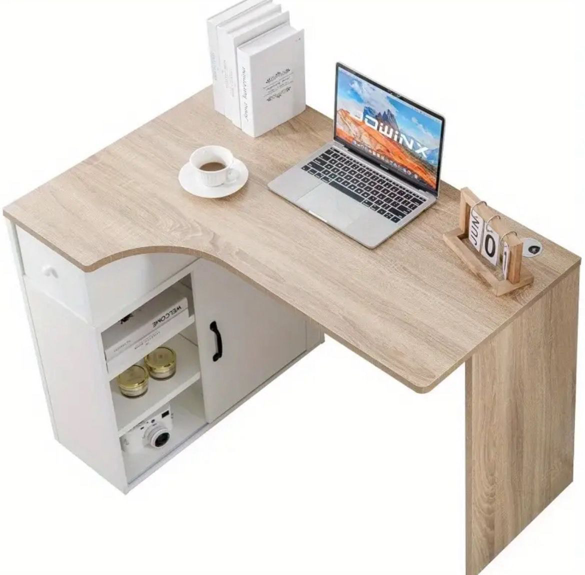 学習机 デスク 大学生 シンプル 中学生 子供 収納 デスク 引き出し アンティーク オフィス 収納棚付き L字型木製