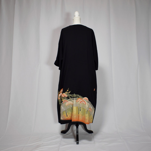 3XL,上品ワンピース, 黒留袖リメイク,ワンピース,上品な和モダンドレス