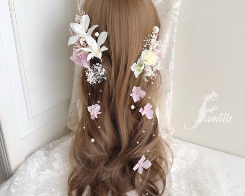 新作 やさしい品格 ✧ ホワイト × くすみピンク × パール ｜ 髪飾り