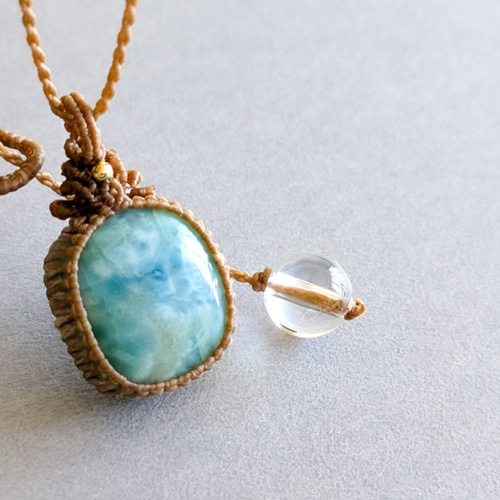 優しいラリマーの天然石マクラメ編みネックレス♪♪♪ c140af047cc1cdd9db3a35a0a99b14