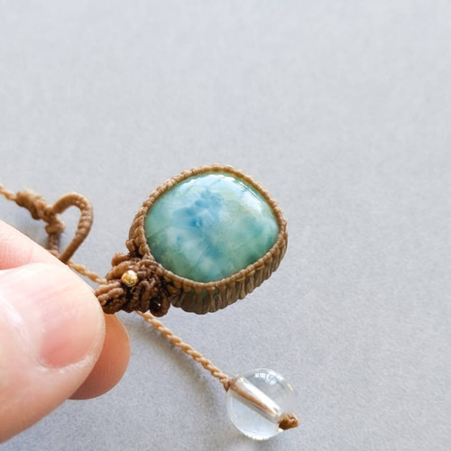 きりん☆マクラメネックレス 明け星】ラリマー 留め切りタイプ マクラメ編みネックレス ネックレス