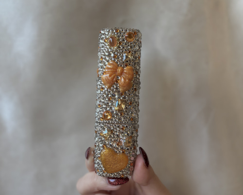 キラキラ✨オレンジ みかん色 ビジュー リボン ハート ラメ デコ iQOS