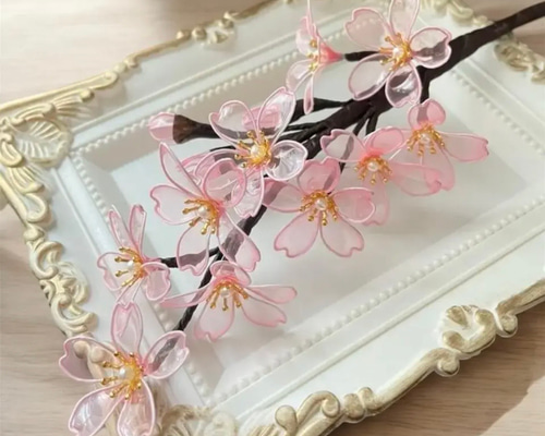 りりーアメリカンフラワー桜 桜(クリアピンク)☆ディップフラワー☆アメリカンフラワー アート