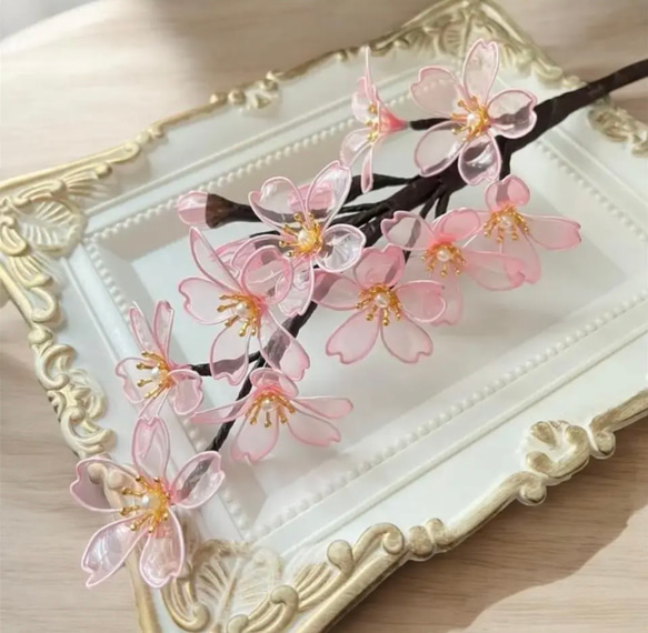 アメリカンフラワー　ディップフラワー　NO.172（2点セット） 桜(クリアピンク)☆ディップフラワー☆アメリカンフラワー アート