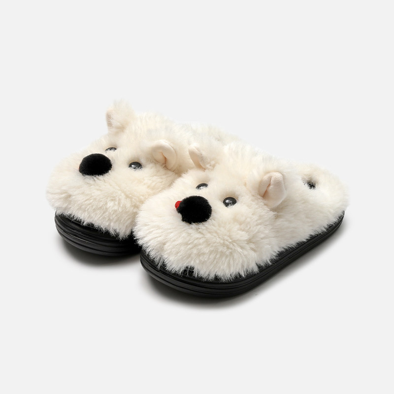 ぼさぼさ可愛い子犬 モコモコスリッパ 乙女心 インドア用 秋冬新款 快適 暖かい カップル用 綿スリッパ