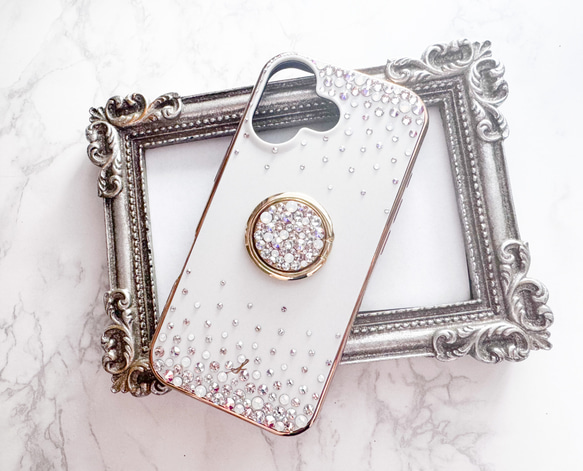 iPhone 17pro16,15他 ホワイトケース オーロラmix スワロフスキー