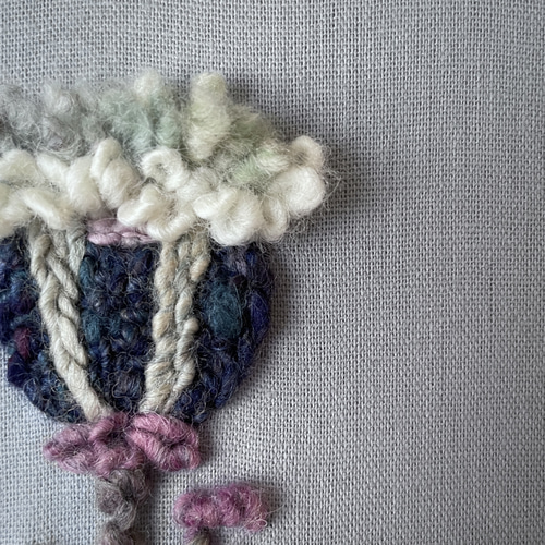 一点もの】『手紡ぎ糸のお花. d'』手刺繍ファブリックパネル その他