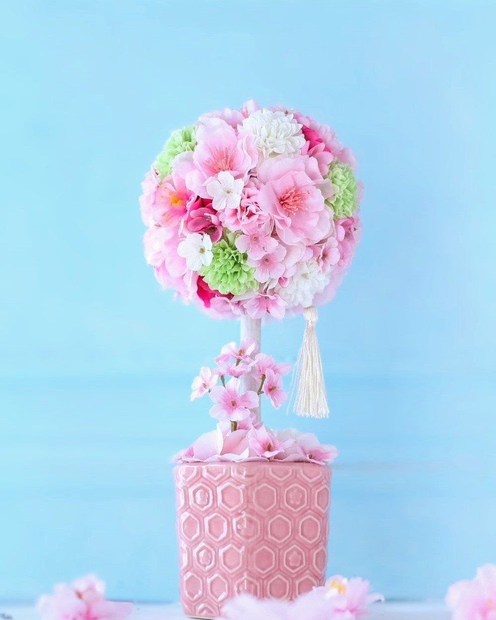 春爛漫！桜と桃のトピアリー ひな祭り 春 アレンジメント アーティ