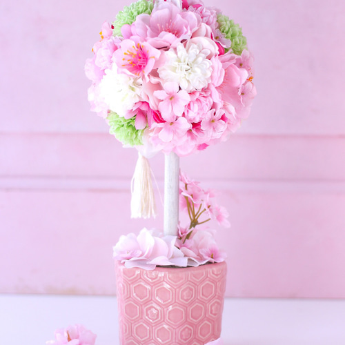 春爛漫！桜と桃のトピアリー ひな祭り 春 アレンジメント アーティ