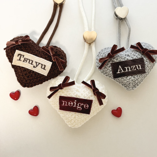 犬用猫用　お名前入り　Ribbon Heart Bib 名入れ可能**ころんとハートのビブ 犬用/ギフト/犬用アクセサリー