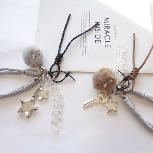 組み合わせが選べる バッグチャーム じゃらじゃらキーホルダー ファー