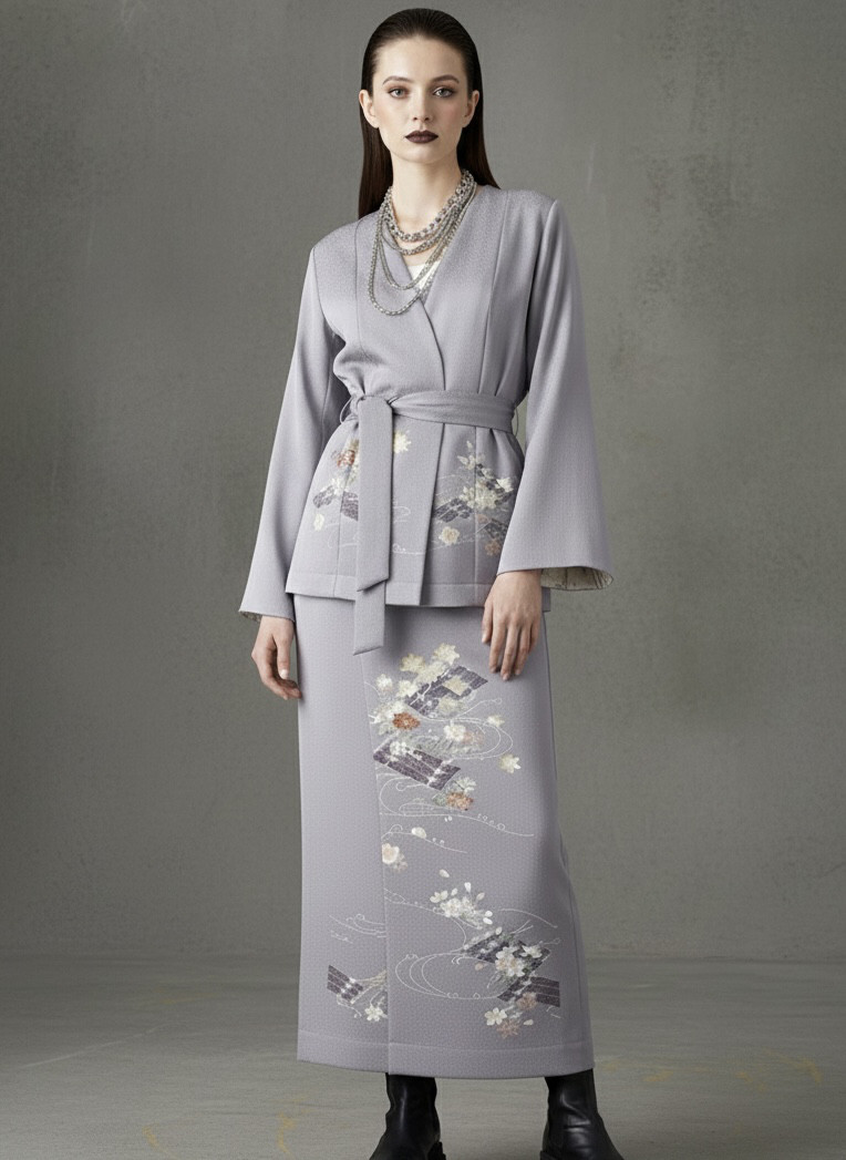 【一点もの】着物リメイク　藤色コーディガン