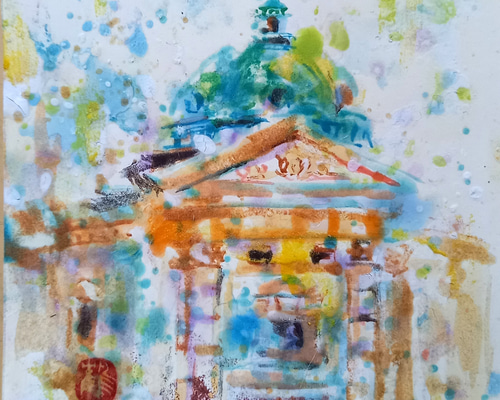 印象派風 油彩画 街の風景 白フレーム CANE 印象派風 油彩画 街の風景 白フレーム CANE キャンバスに油絵 風景画 花畑